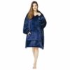 Hoodie blanket oversize snuggie luvtroja morkbla