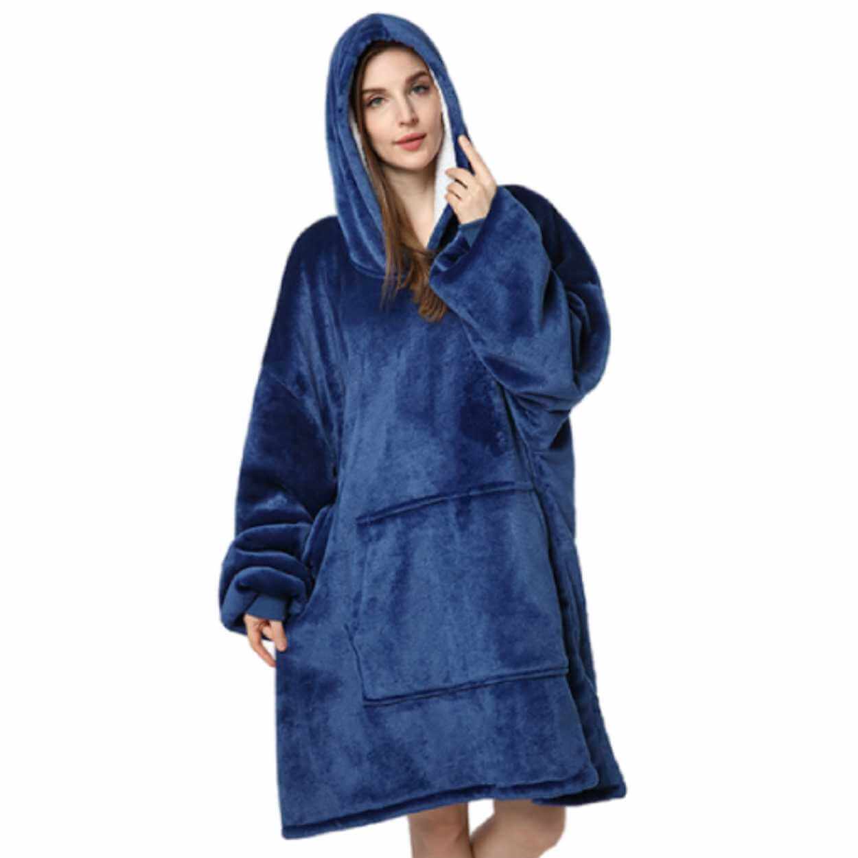 Hoodie blanket oversize snuggie luvtroja morkbla 2