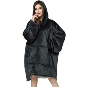 Hoodie blanket - oversize luvtröja filt snugie svart