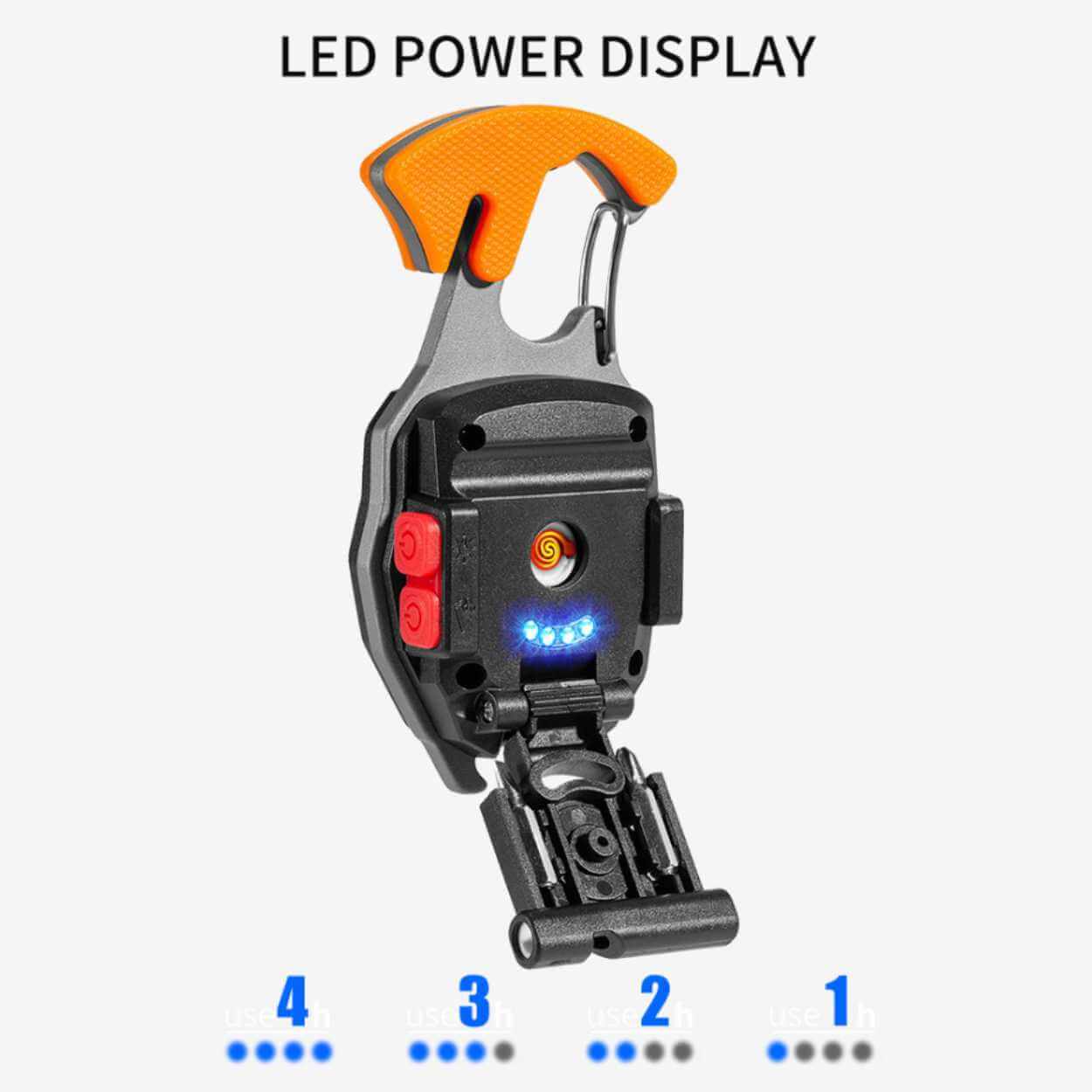 Led ficklampa med elektrisk tändare - multiverktyg karbinhake