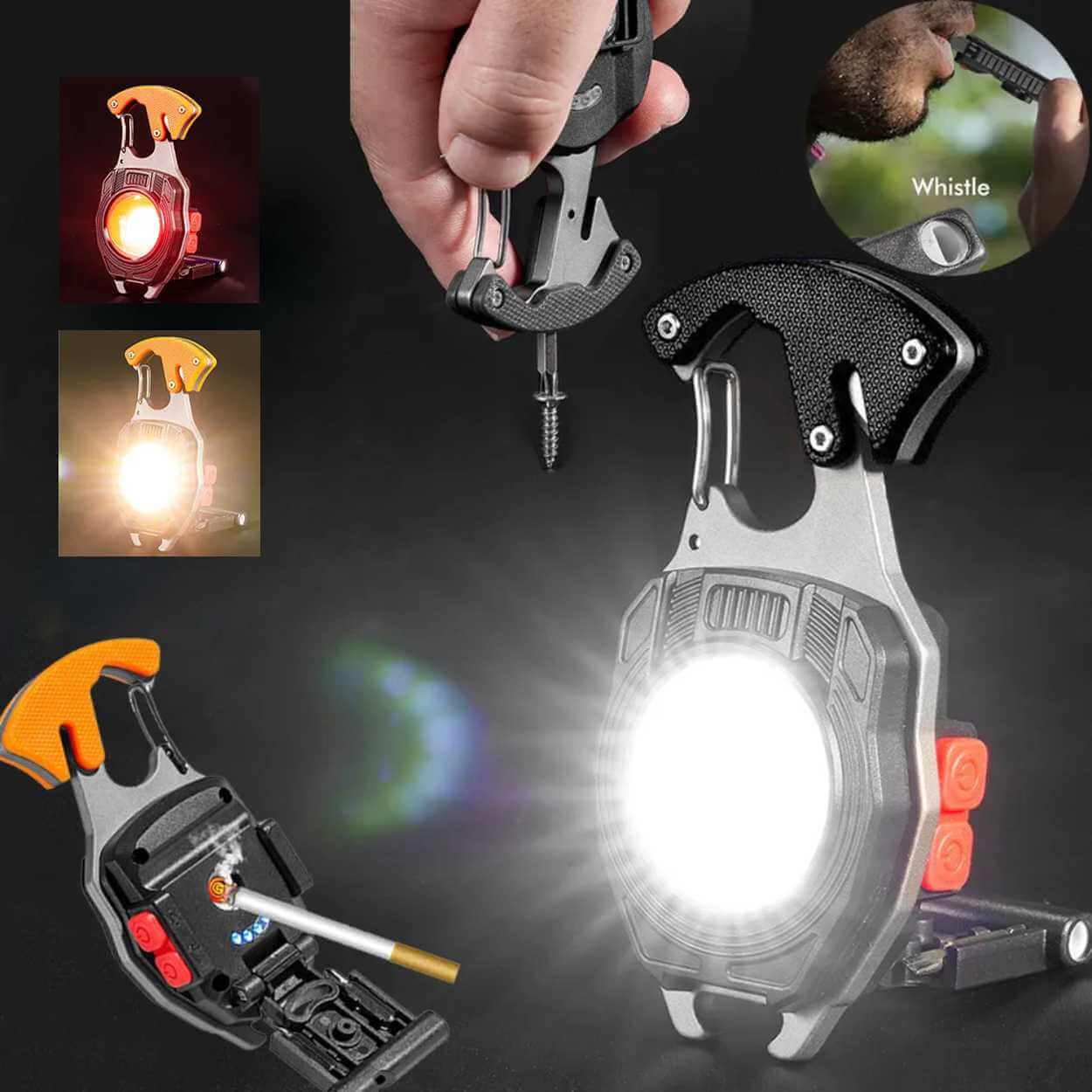 Led ficklampa med elektrisk tändare - multiverktyg karbinhake