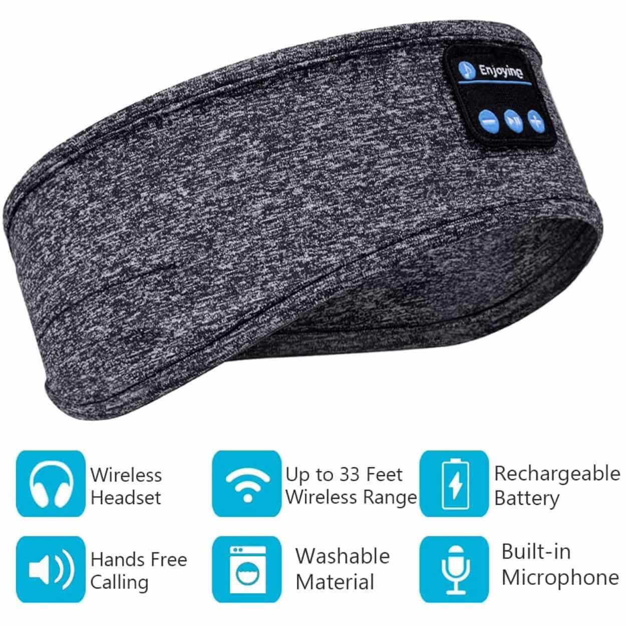 Sovhörlurar - pannband & ögonmask med bluetooth hörlurar