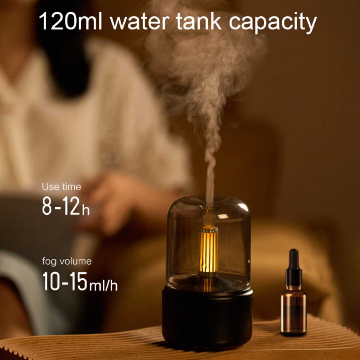 Retro aroma diffuser luftfuktare med belysning svart
