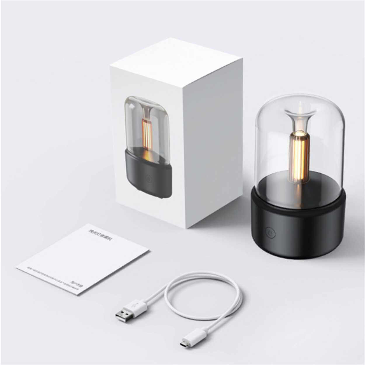 Retro aroma diffuser luftfuktare med belysning svart