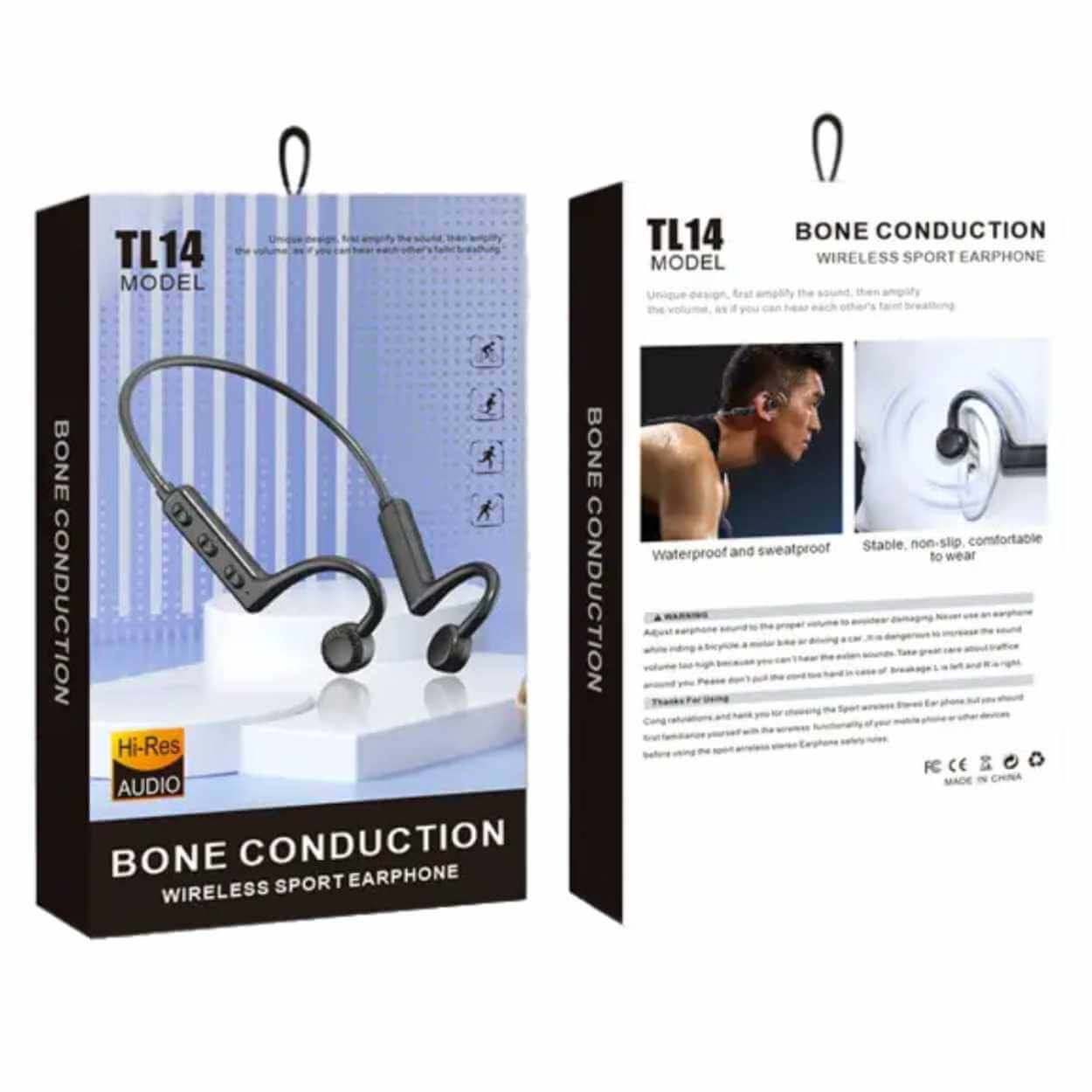 Bone conduction träningshörlurar bluetooth hörlurar svart