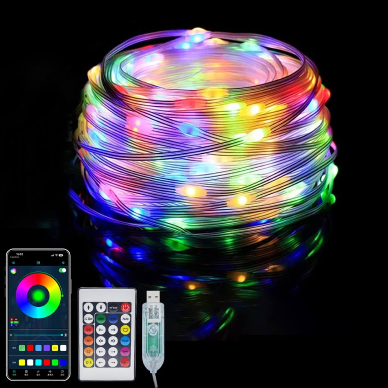 Smart julbelysning rgb led ljusslinga med app for julgran 10m 4