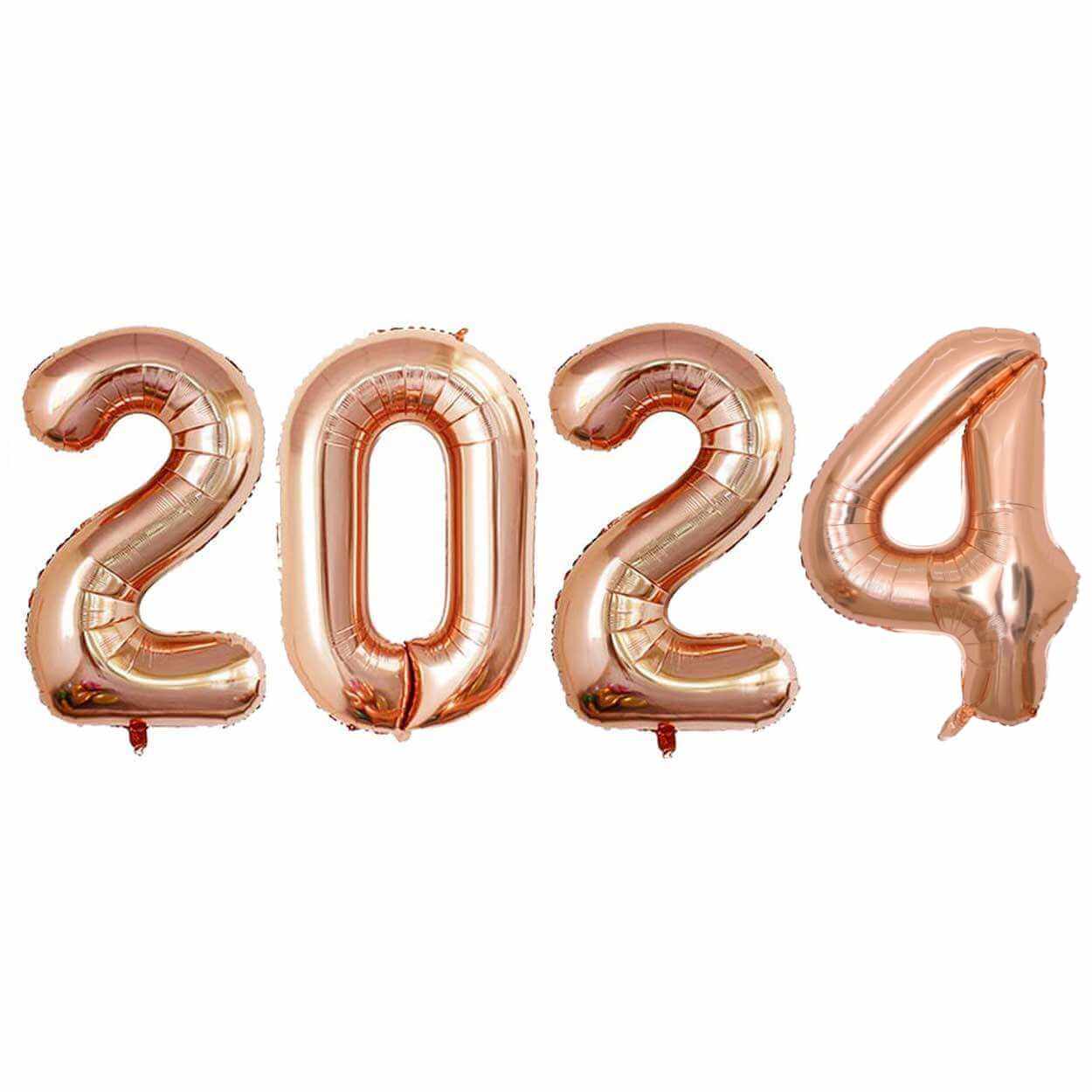 2024 sifferballonger för nyår 102cm stora roséguld