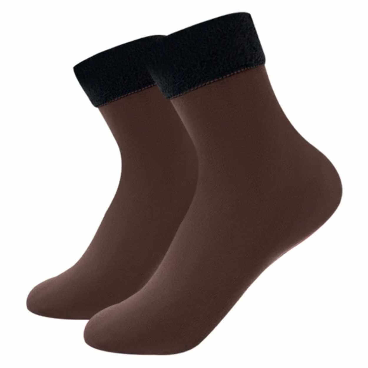Fodrade strumpor - varm fleece brun