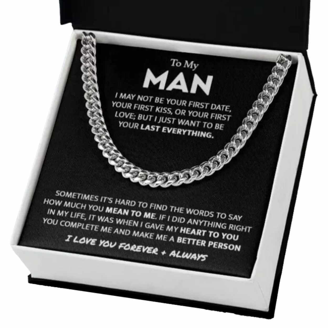 Present halsband till man, pojkvän kedja med kort silver