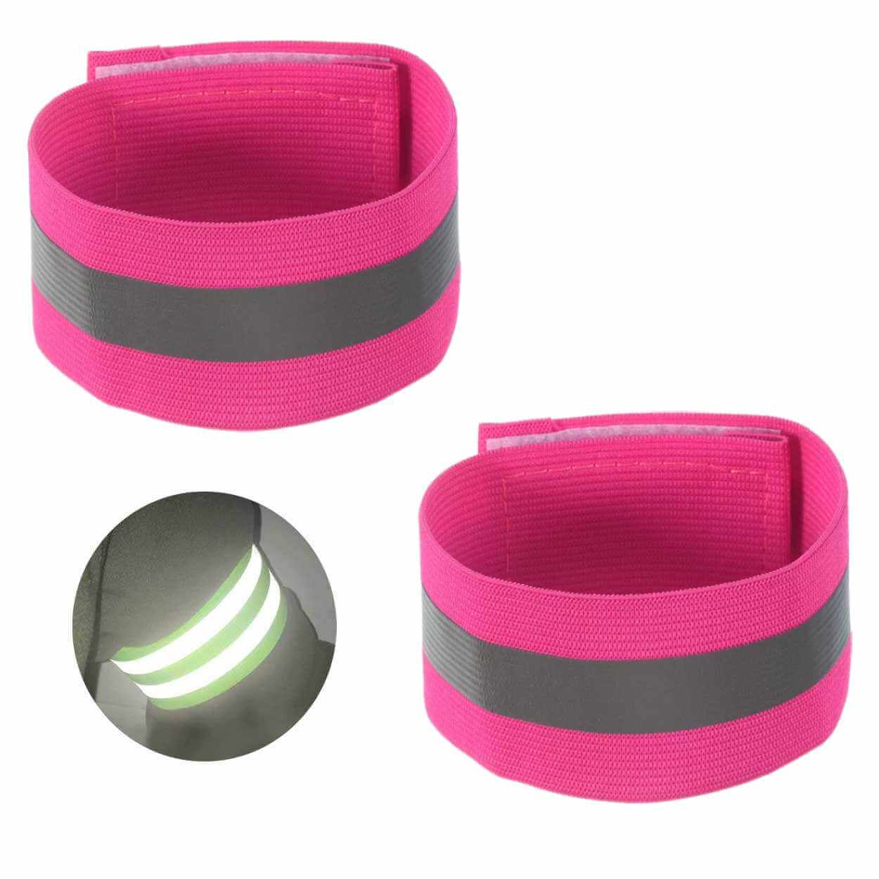 2-pack reflexarmband reflexer kardborre rosa