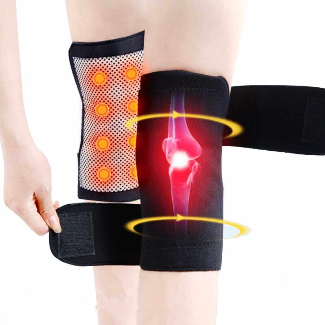 2-pack värmande knäskydd - självuppvärmande turmalin knästöd