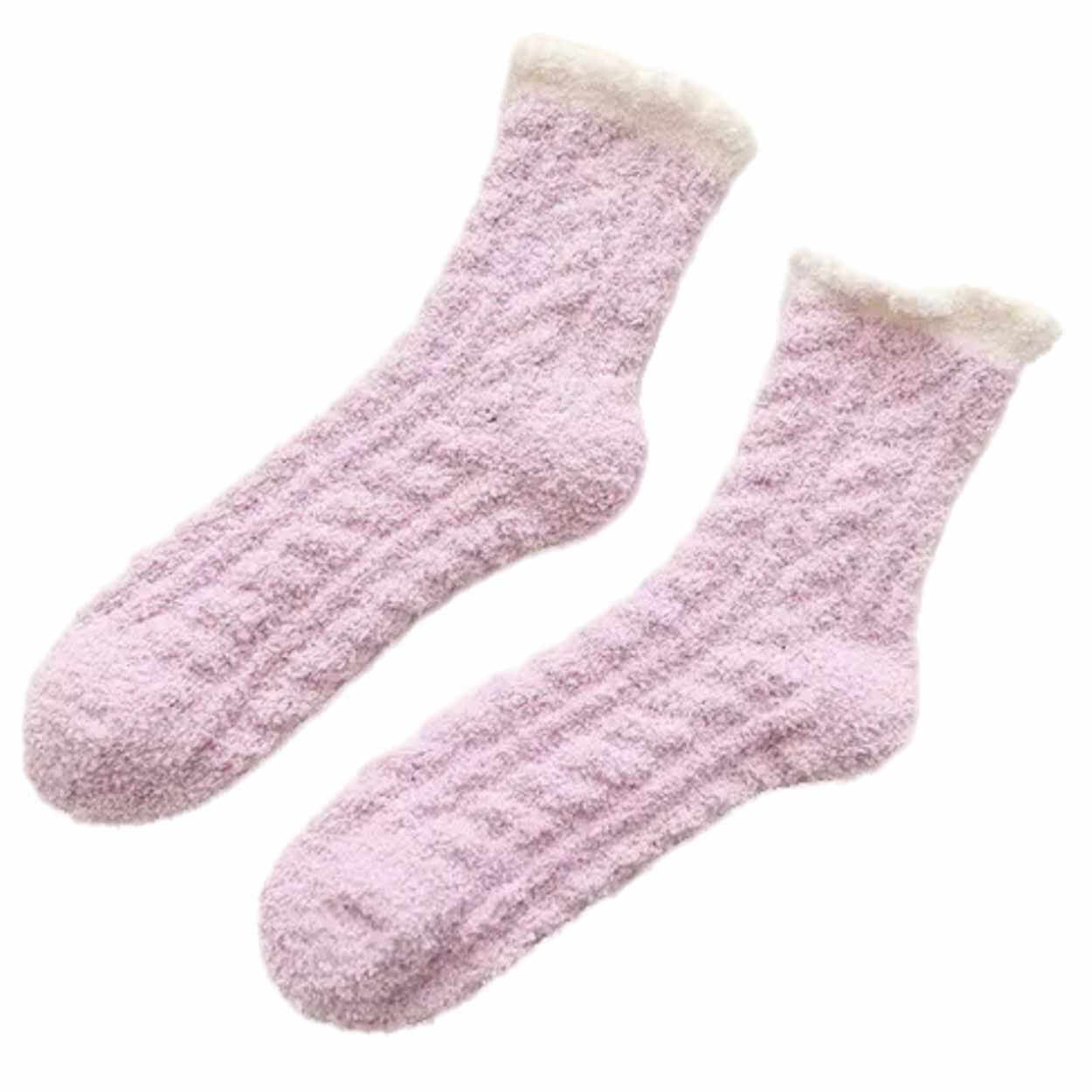 Lurviga raggsockor - plysch varm fleece rosa