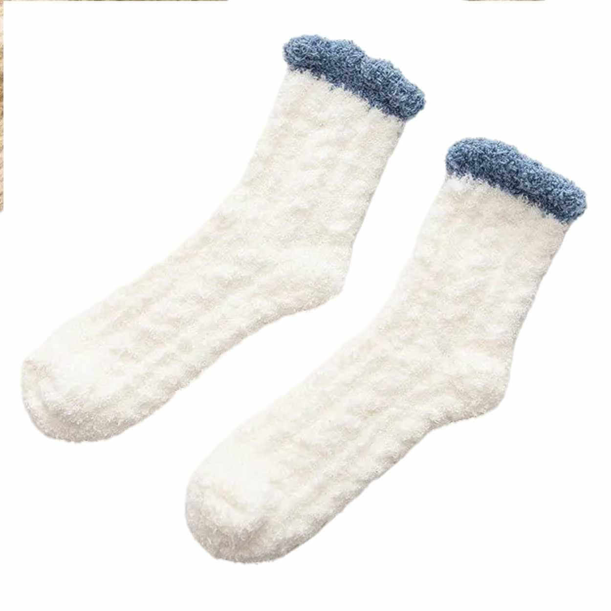 Lurviga raggsockor - plysch varm fleece vit