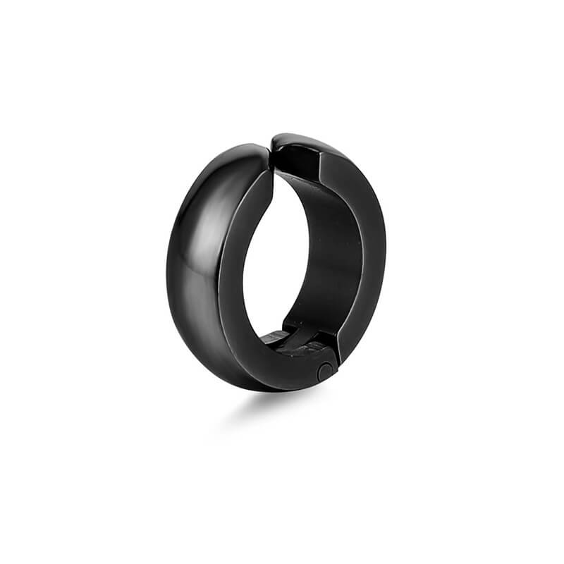Fake piercing örhänge utan hål tjock ring svart