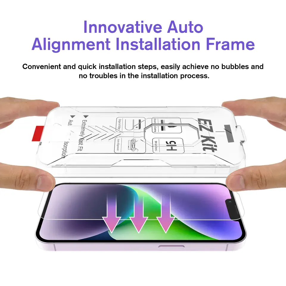 Easy install iphone 15 skärmskydd hd härdat glas - bild 4