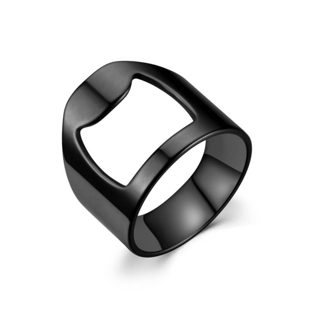 Ring med kapsylöppnare - kapsylöppnarring svart