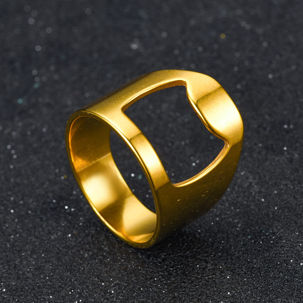 Ring med kapsylöppnare - kapsylöppnarring guld - bild 2