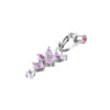 Fake navelpiercing clip-on navelring utan hål fjäril kristall rosa