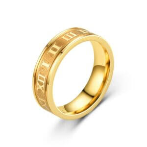 Smal Ring med Romerska Siffror Guld