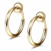 2 stk. clip-on øredobber, fake piercingring uten hull, lys gull