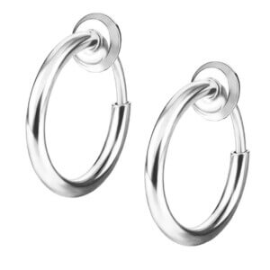 2-pack clip-on örhänge - fake piercing ring utan hål silver