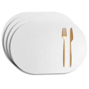 4-Pack Bordstablett i Konstläder Oval Vit 43x30cm