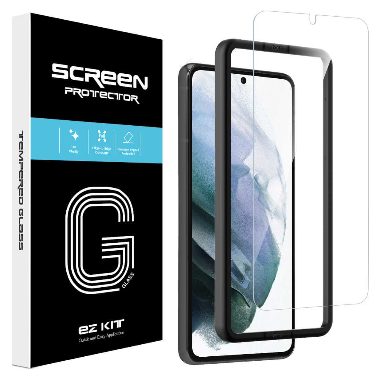 Enkel installation galaxy s21 härdat glas hd skärmskydd