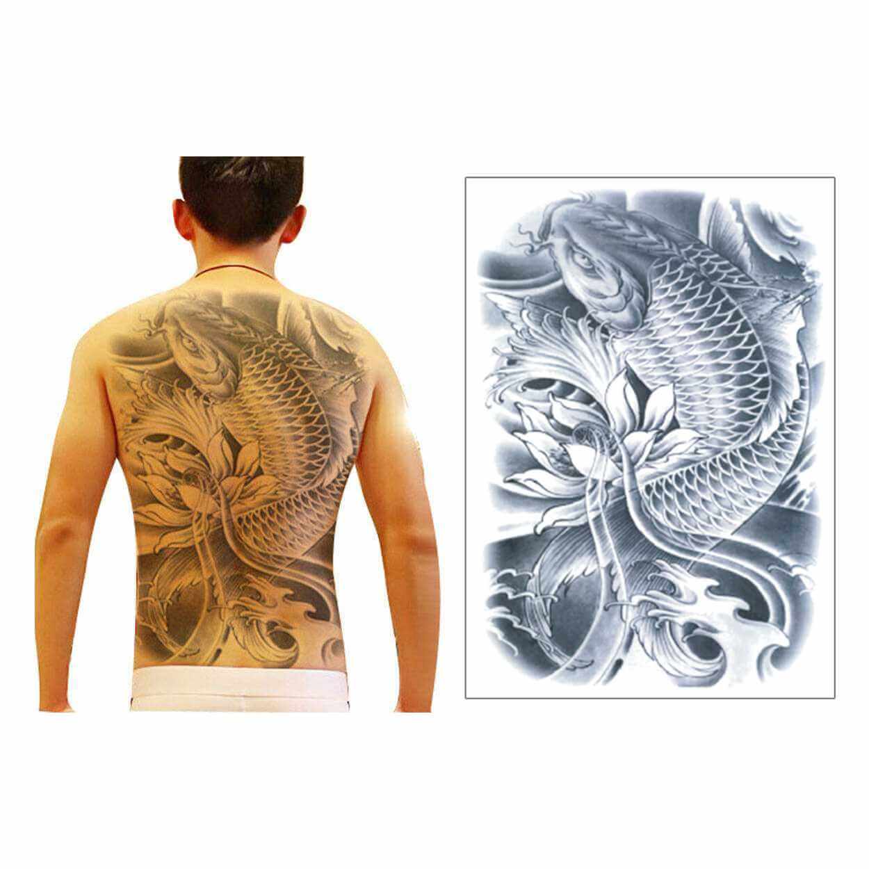 Fake ryggtavla tatuering koifisk