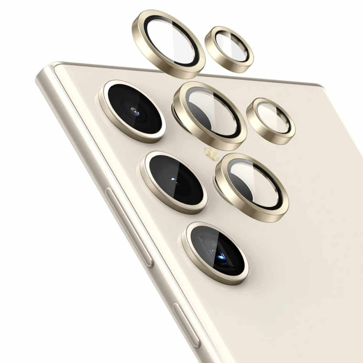 Samsung galaxy s23 ultra kameraskydd metall härdat glas guld