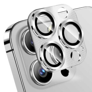 iPhone 13 Pro/13 Pro Max Linsskydd Metall Härdat Glas Silver