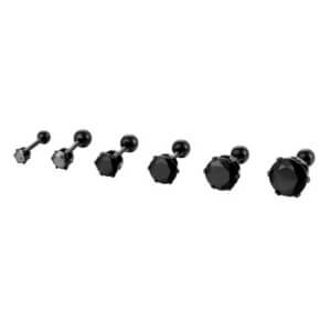 Kristall stud piercing örhänge svart 8mm