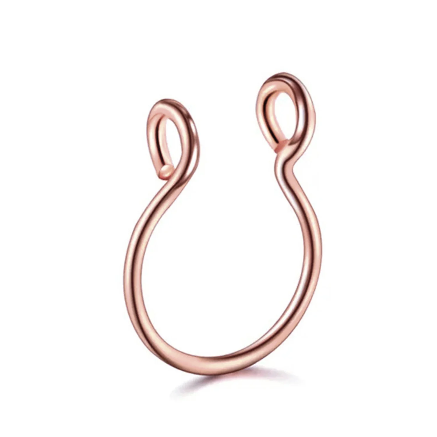 Fake näsring septum piercing clip-on roséguld