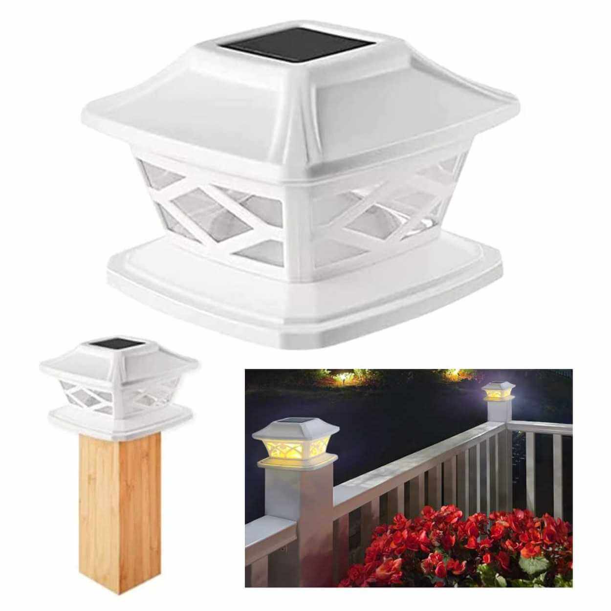 2-pack solcellslampa för mur och pelare - led trädgårdslampa vit