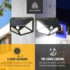 Solcellelampe med bevegelsessensor - solcelle vegglampe bevegelsesvakt svart