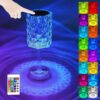 Crystal diamond rgb led lampa 16 färger fjärrkontroll touch uppladdningsbar