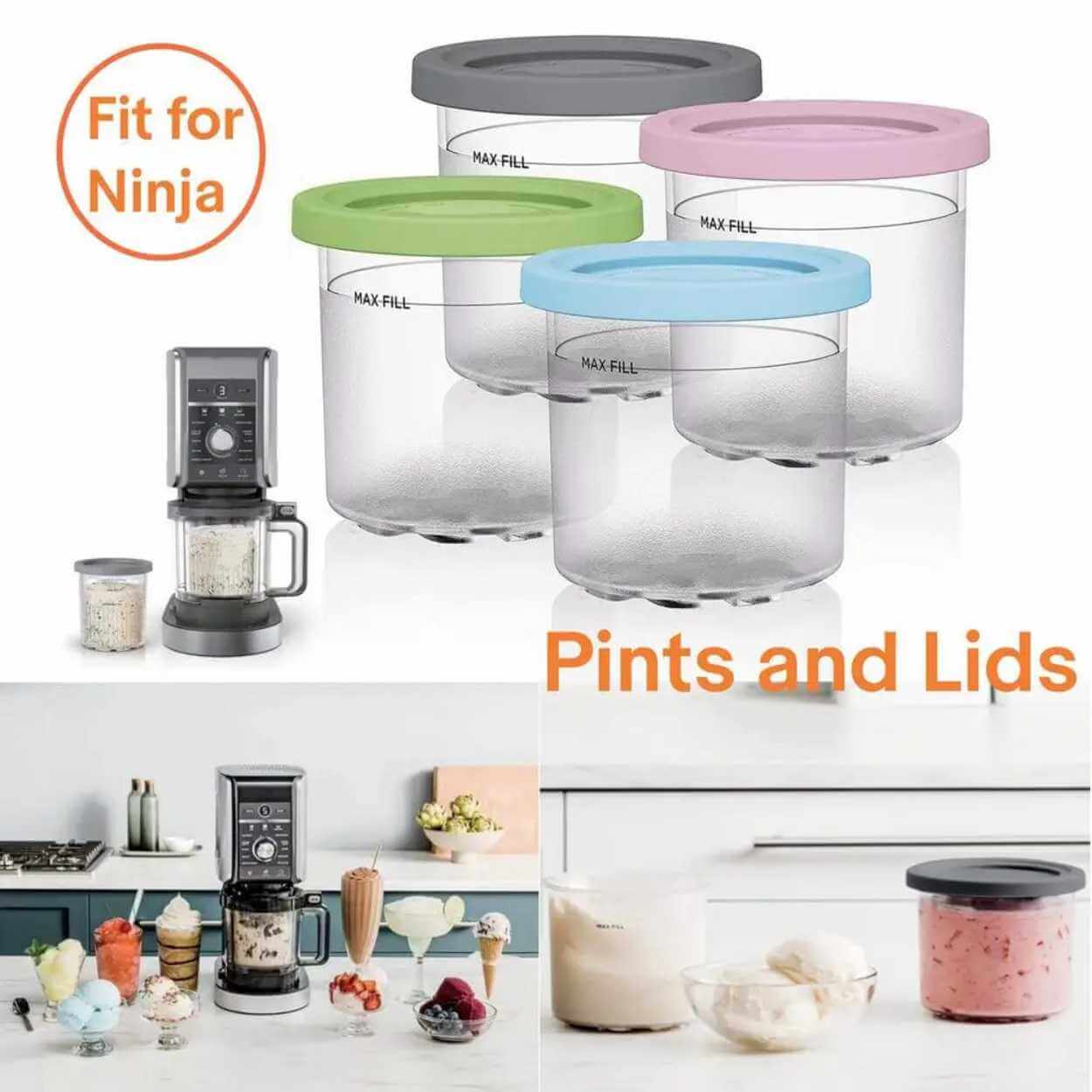 4-pack ninja glassbyttor - glassbehållare creami kompatibla - bild 4