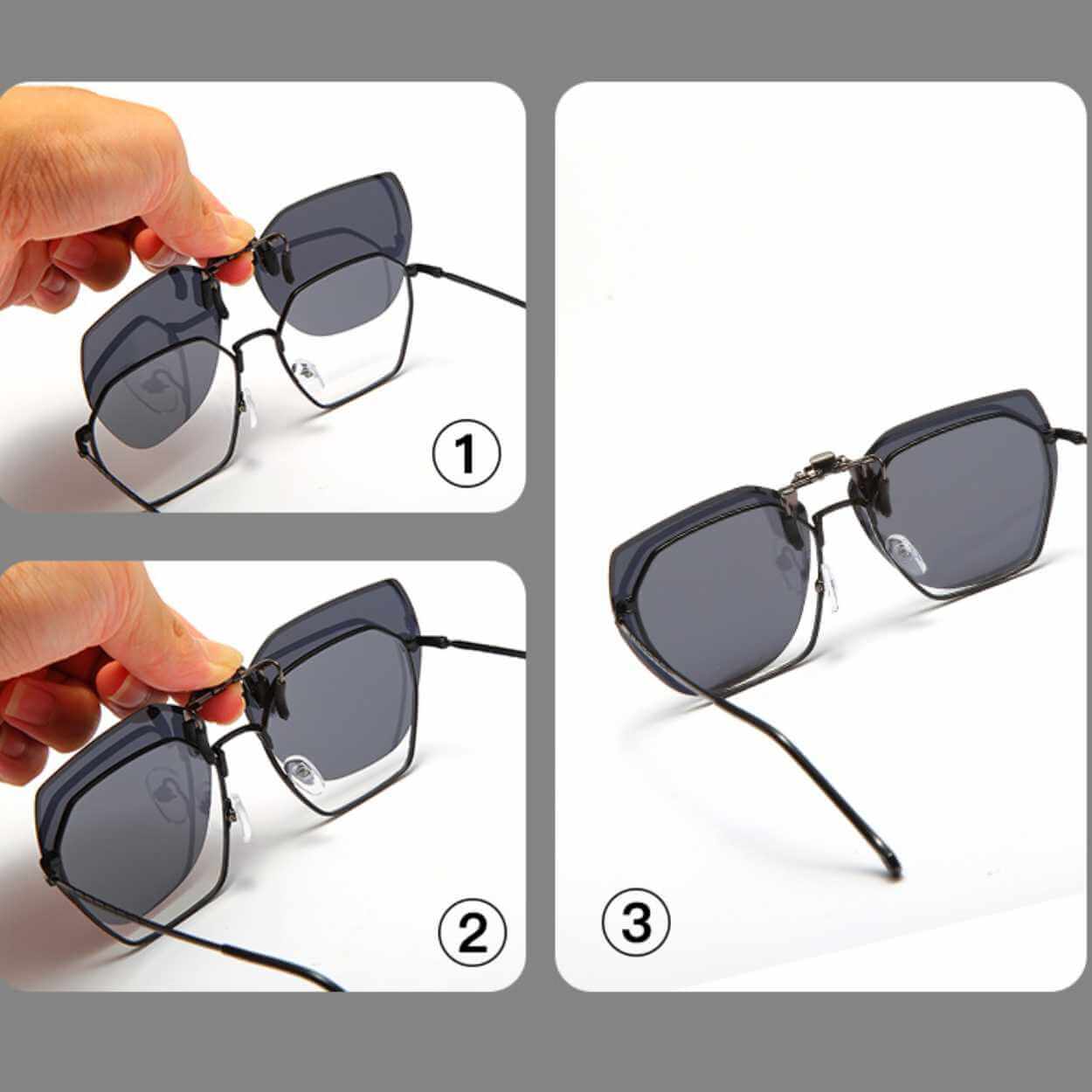 Flip-up clip-on solglasögon metall lila - bild 5