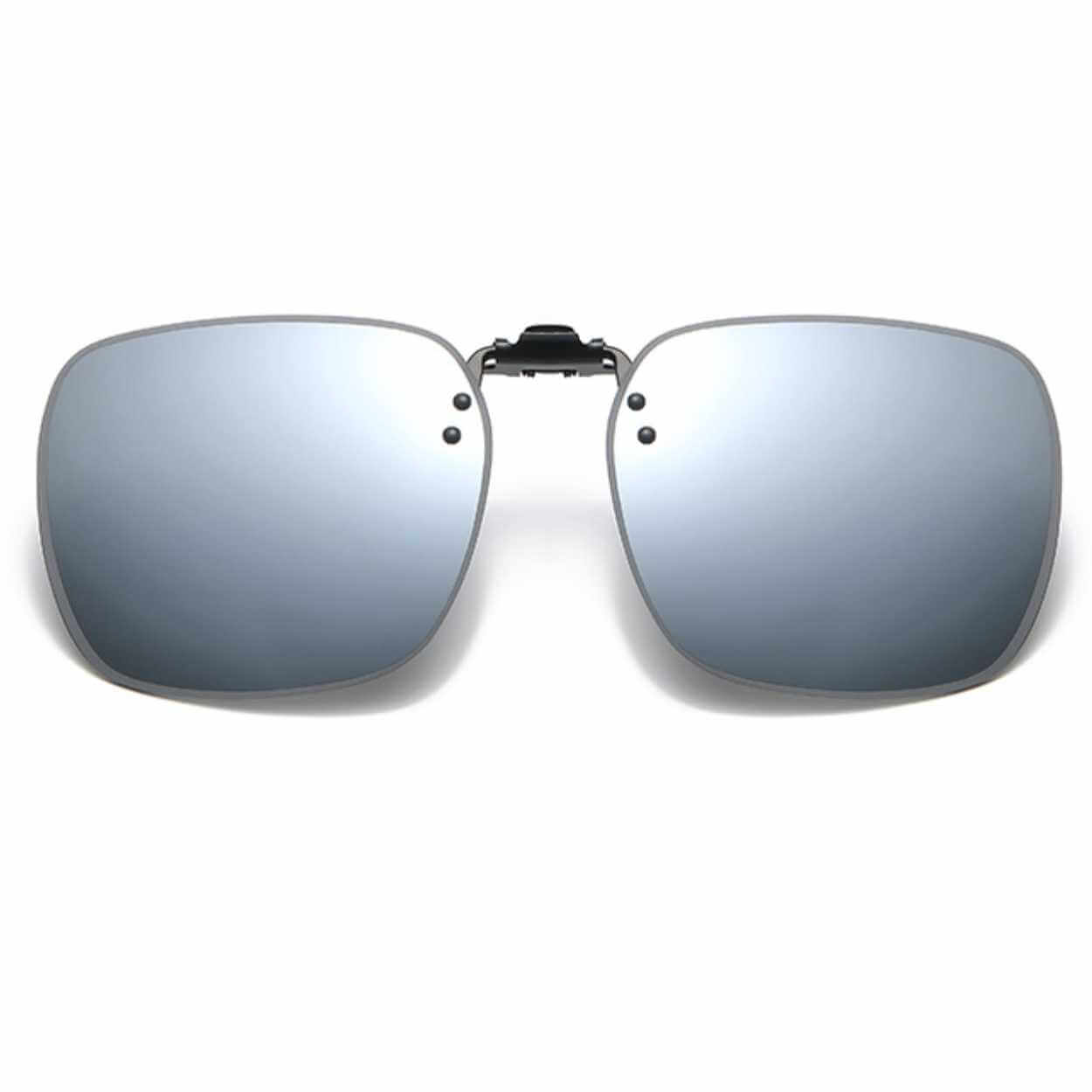 Stora flip up clip on solglasögon silver