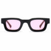 Moderne tykke solbriller svart rosa glass