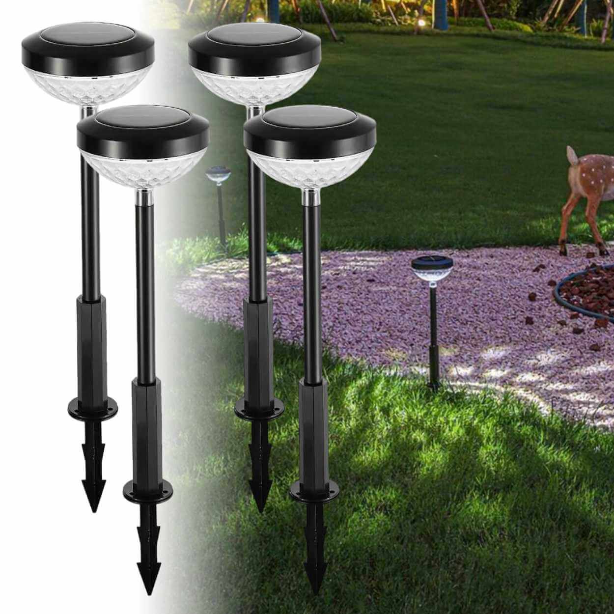 4-pack solcellslampor med markspjut trädgårdsbelysning