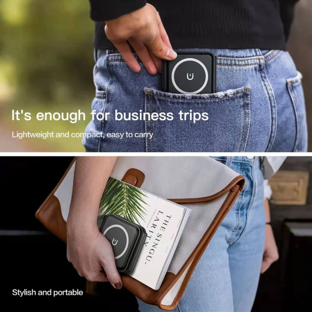 Vikbar trådlös mobilladdare 3-i-1 magsafe svart - bild 4