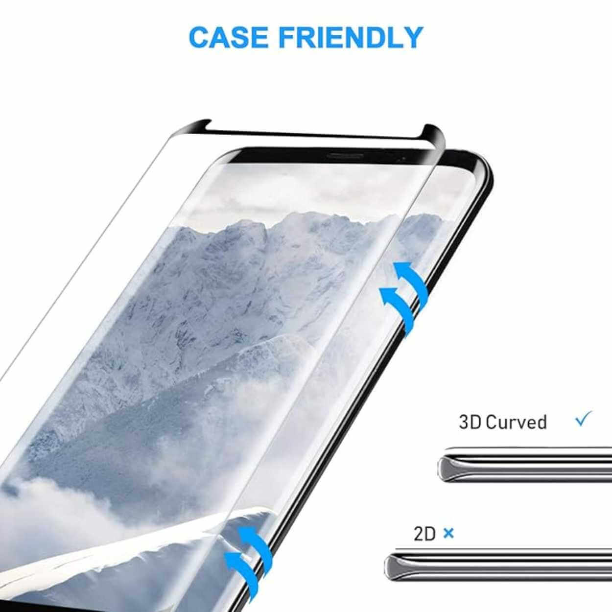 2-pakning samsung galaxy s9 skjermbeskytter herdet glass 9h 3d - bilde 3