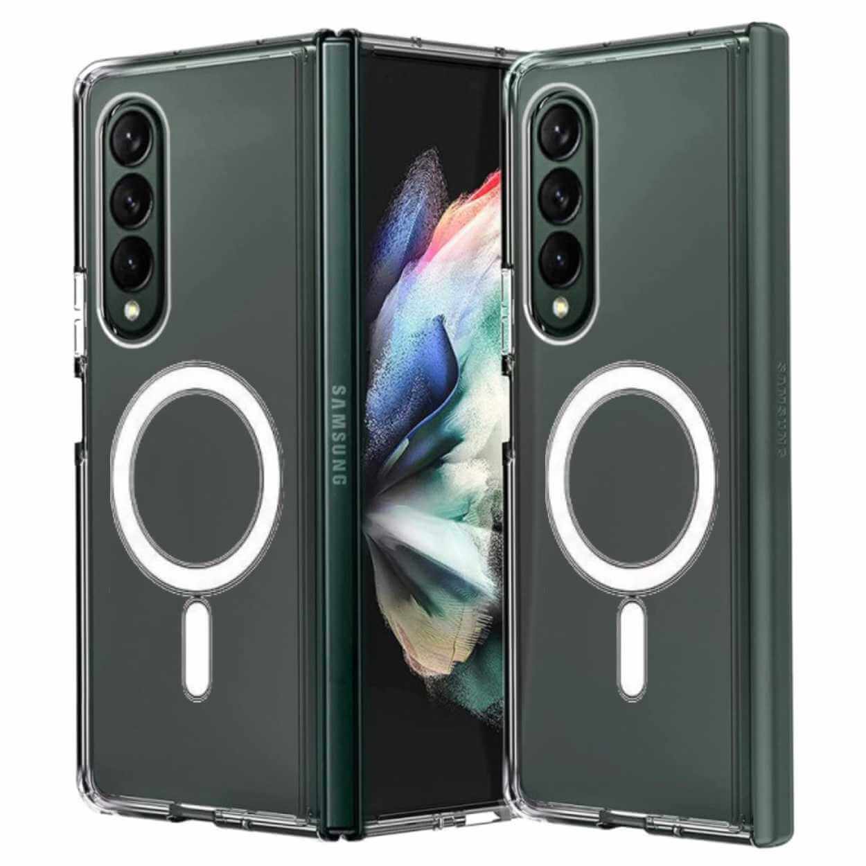 Galaxy z fold 4 magnetisk mobildeksel magsafe-kompatibelt gjennomsiktig