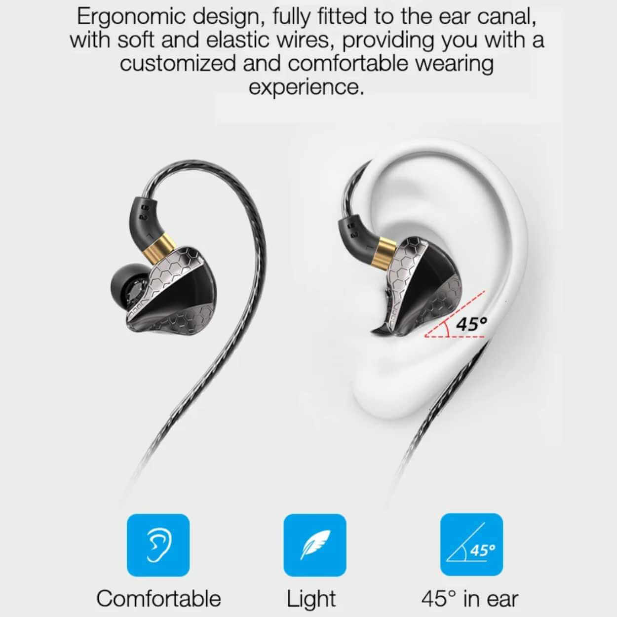 Kablede hodetelefoner 3,5 mm aux hifi bass svart - bilde 4