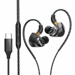 Kablede USB-C in-ear-hodetelefoner HiFi bass med DAC svart