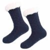 Varma fodrade sockor | stickade tofflor med halkskydd blå