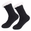 Varma fodrade sockor | stickade tofflor med halkskydd svart