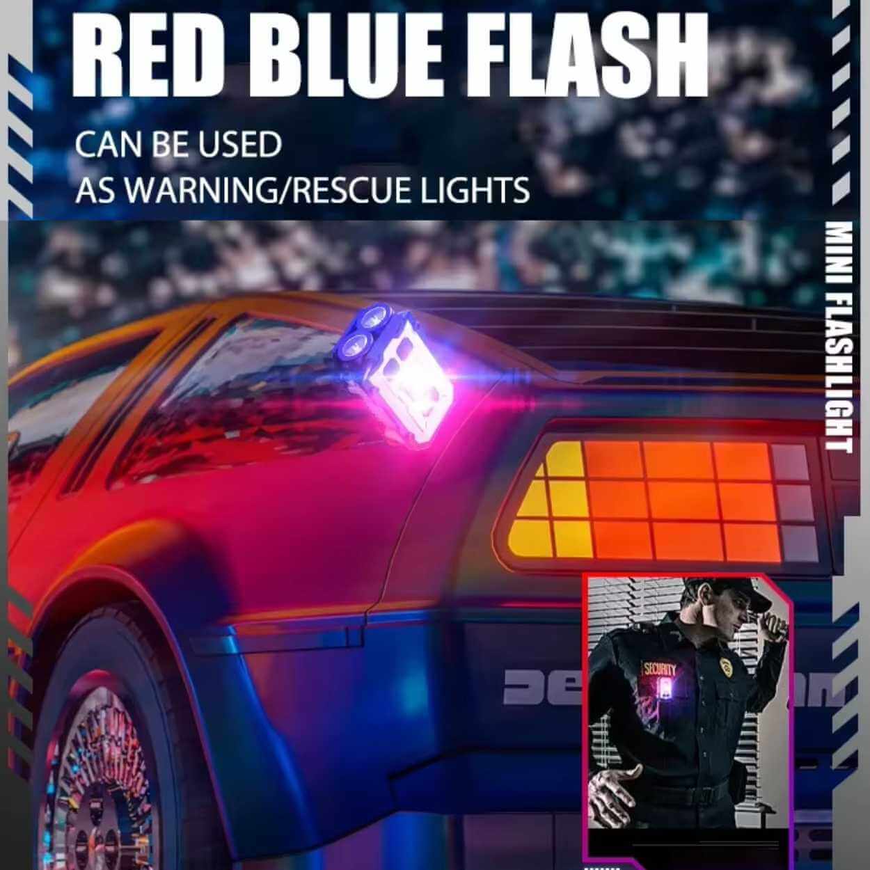 Mini led ficklampa pocket torch nyckelring usb uppladdningsbar med blåljus - bilde 3