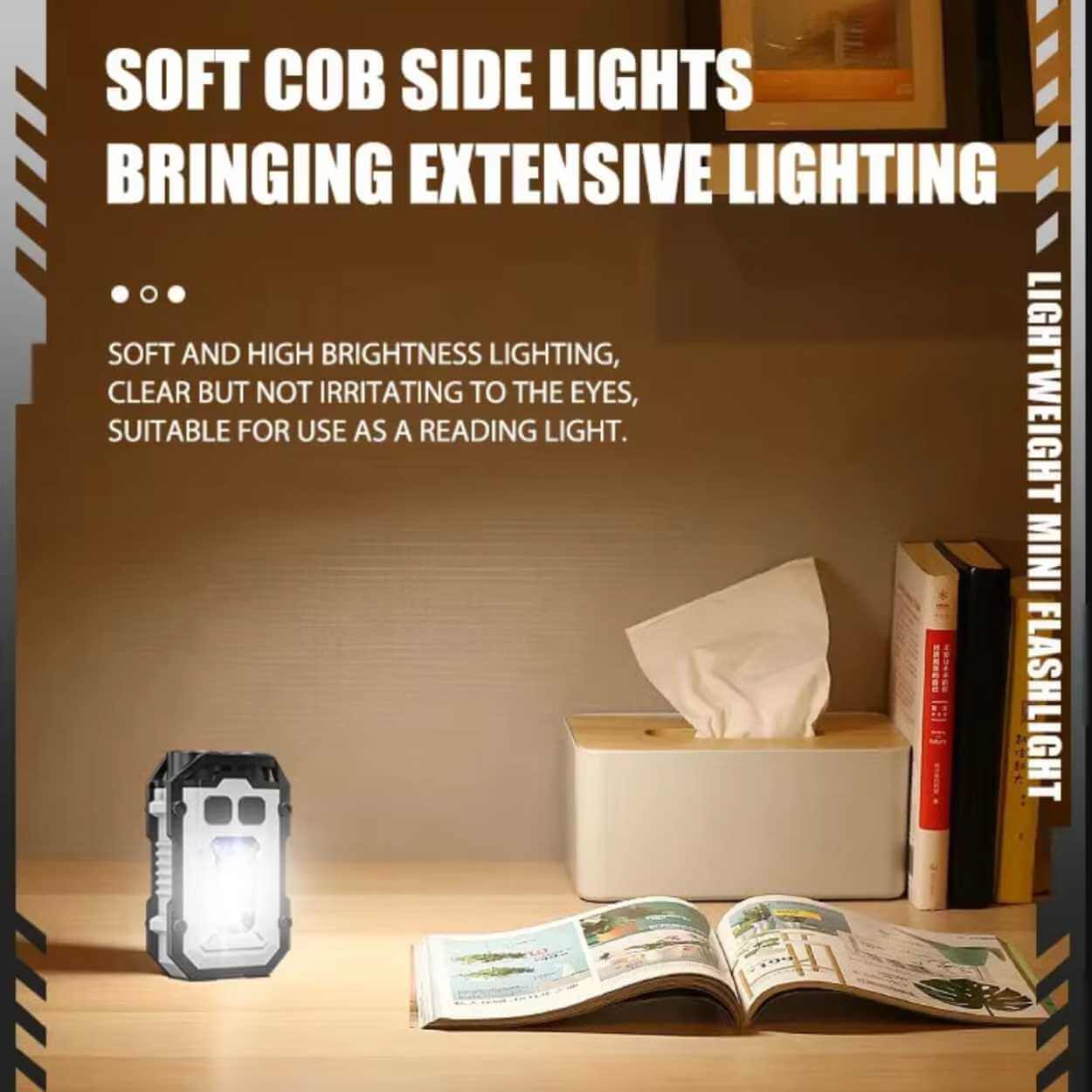 Mini led ficklampa pocket torch nyckelring usb uppladdningsbar med blåljus - bilde 5