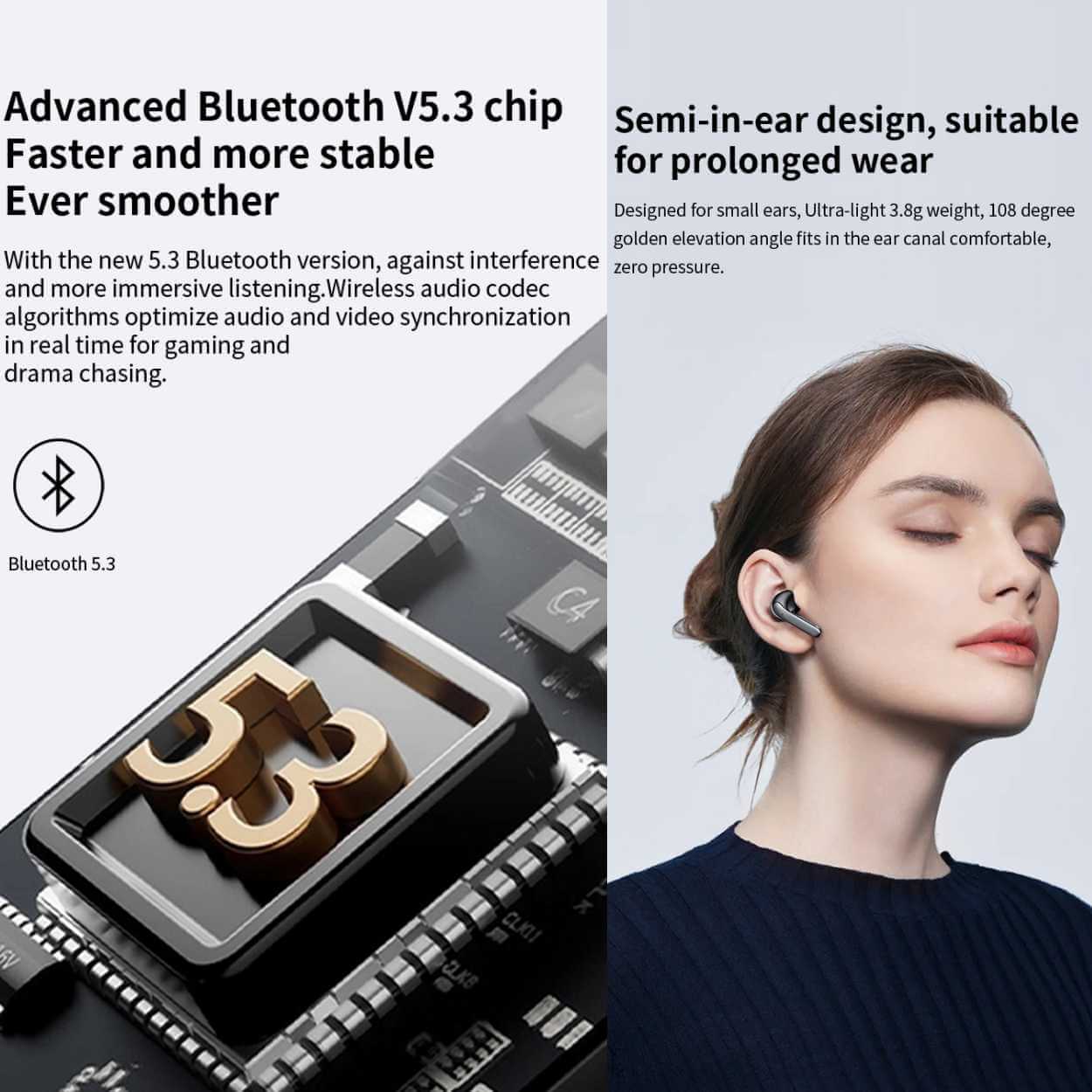Tws bluetooth hörlurar anc enc bt 5. 3 svart - bild 7